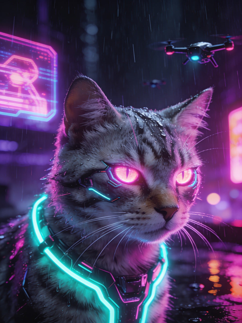 Neón · Retrato de tu mascota en cyberpunk
